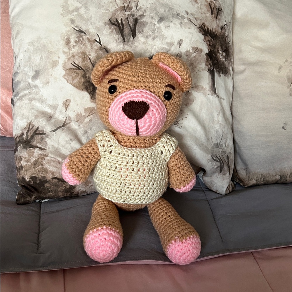 Creativelym Handmade Crochet Teddy with shirt